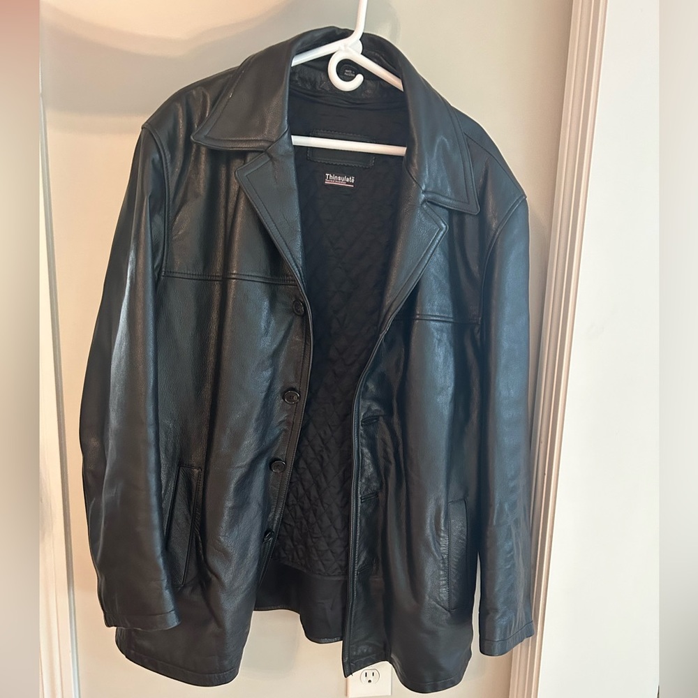 Genuine black leather jacket with Thinsulate